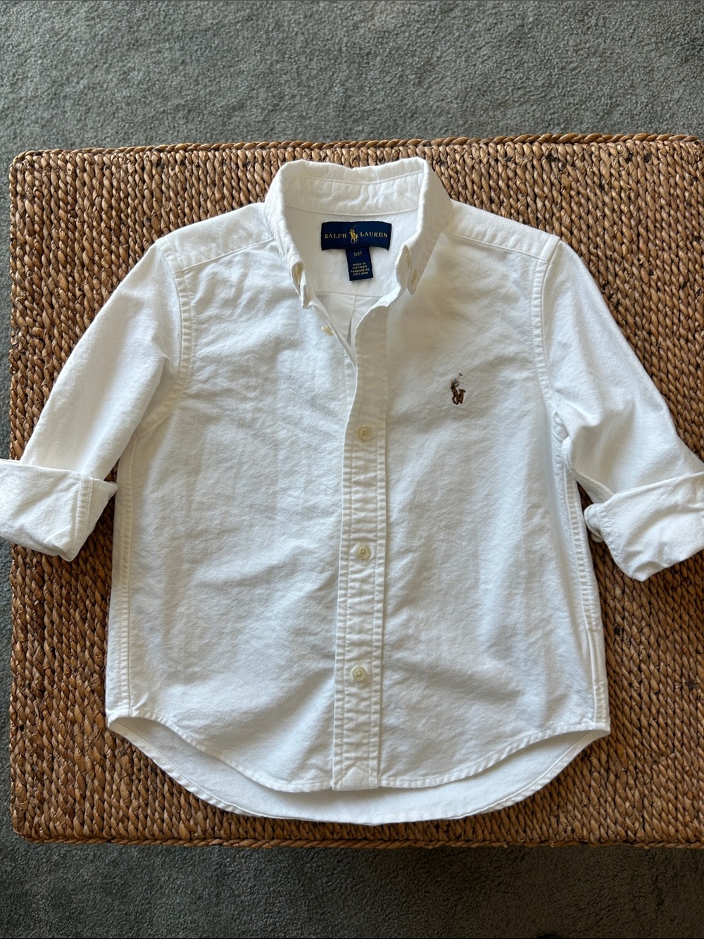 Ralph Lauren White Boys Button-Down Oxford Shirt with Pony Logo